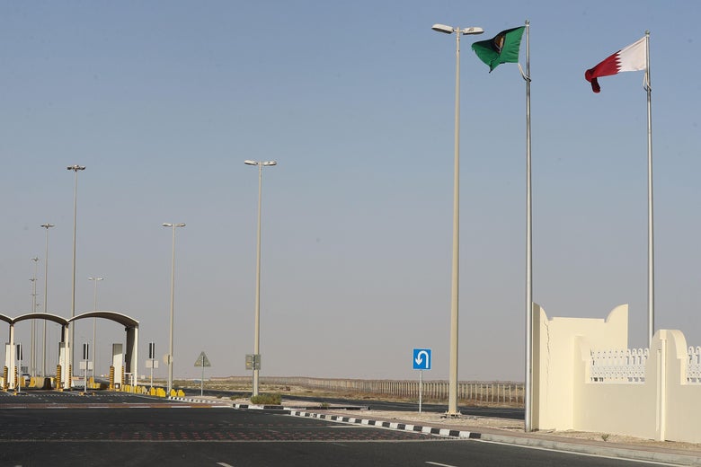 A general view of the Qatari side of the Abu Samrah border crossing with Saudi Arabia on June 23, 2017.
On June 5, Saudi Arabia and its allies cut all diplomatic ties with Qatar, pulling their ambassadors from the gas-rich emirate and giving its citizens a two-week deadline to leave their territory. The measures also included closing Qatar's only land border, banning its planes from using their airspace and barring Qatari nationals from transiting through their airports. / AFP PHOTO / KARIM JAAFAR (Photo credit should read KARIM JAAFAR/AFP/Getty Images)